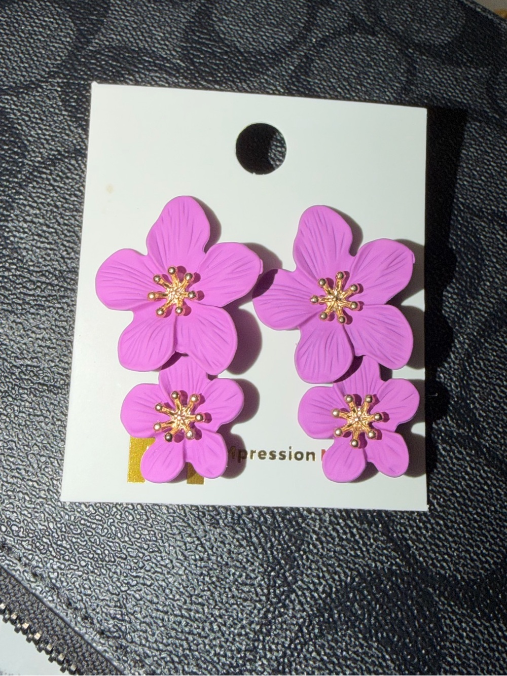 Pink Floral Statement Earrings with Gold Centers